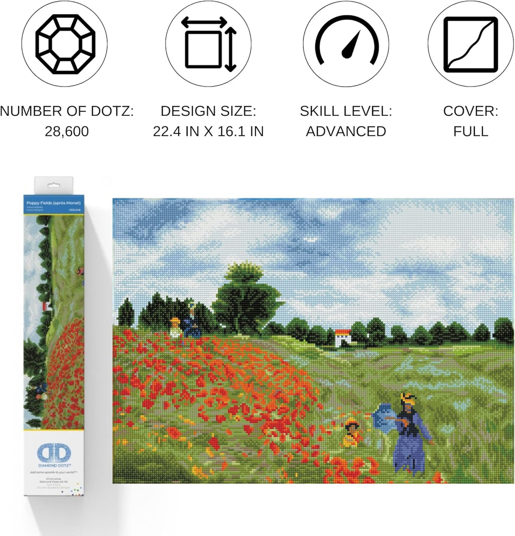 DIAMON DOT Popp Field (apr? Monet Diamon Paintin Kit fo Adult Diamon Ar Kit Relaxin Creativ Craf Ki wit Dot Gem 22x16