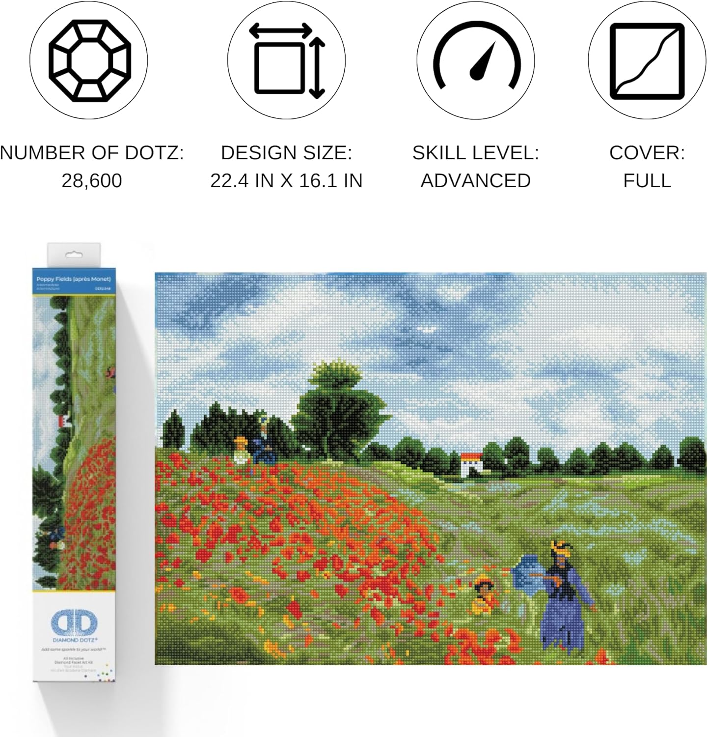 DIAMON DOT Popp Field (apr? Monet Diamon Paintin Kit fo Adult Diamon Ar Kit Relaxin Creativ Craf Ki wit Dot Gem 22x16