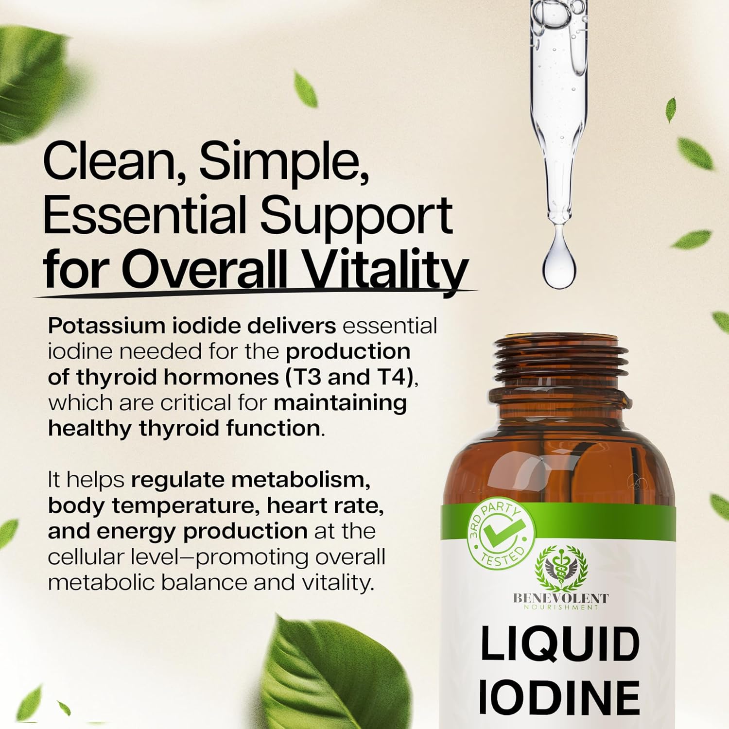 Liqui Iodin Drop 130 Serving Potassiu Iodid fo Thyroid Metabolis Deto Suppor 2 Absorptio  Yea Suppl US Made Glute Free Vega  F Oz