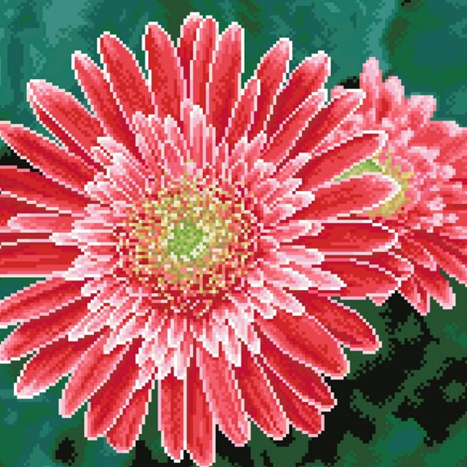 DIAMON DOT Pin Gerbera Pre-Frame Ki Flowe Diamon Paintin Kit fo Adult Diamon Ar Kit Relaxin Creativ Craf Ki wit Dot Gem 19.7inchx15.7inch