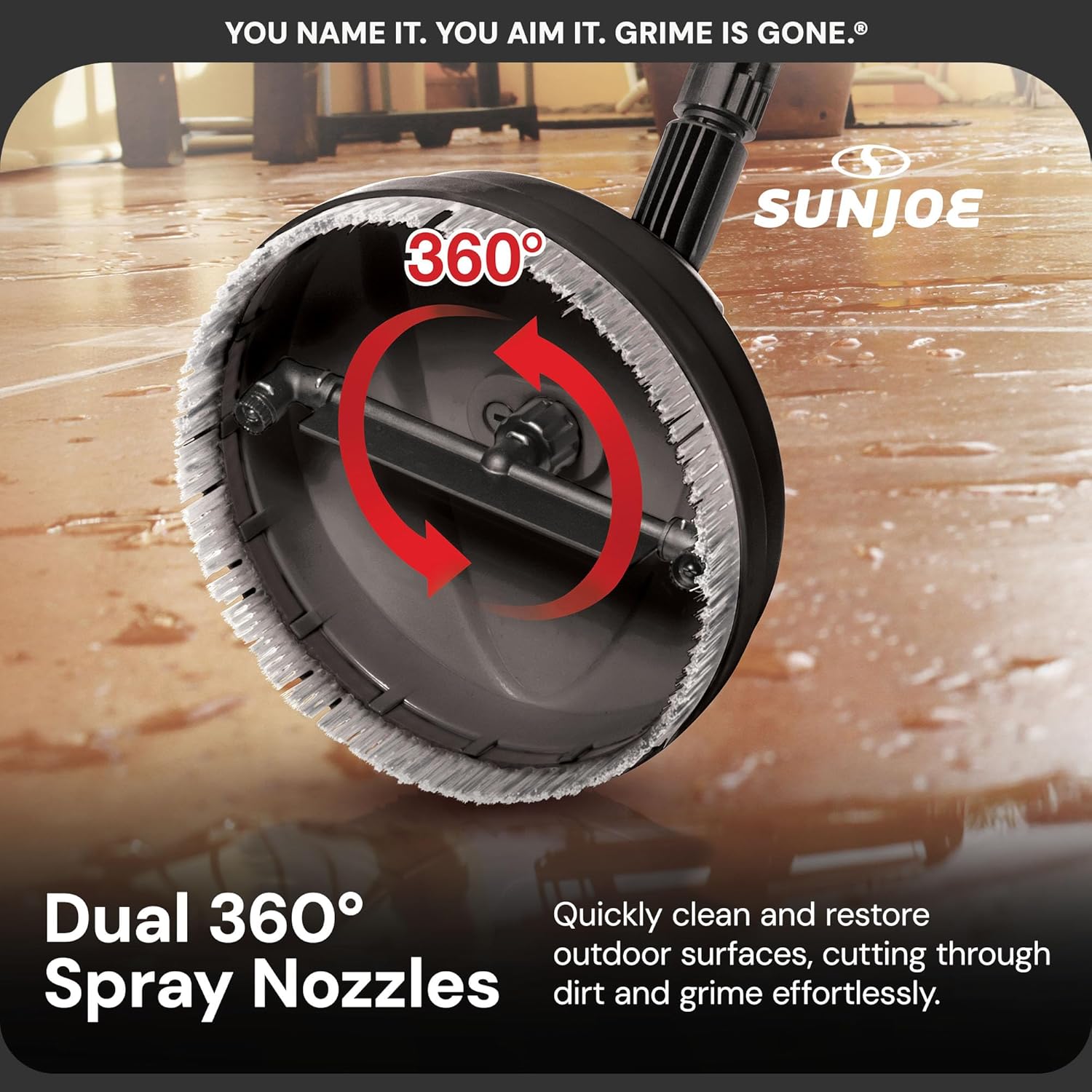 Su Jo 10-Inc Multi-Surfac Pressur Washe Cleane Attachmen wit Dua 360 Rotatin Spra Nozzle Deck Patio Drivewa Garag Cleanin fo SP Serie Pressur Washers SPX-PCA10