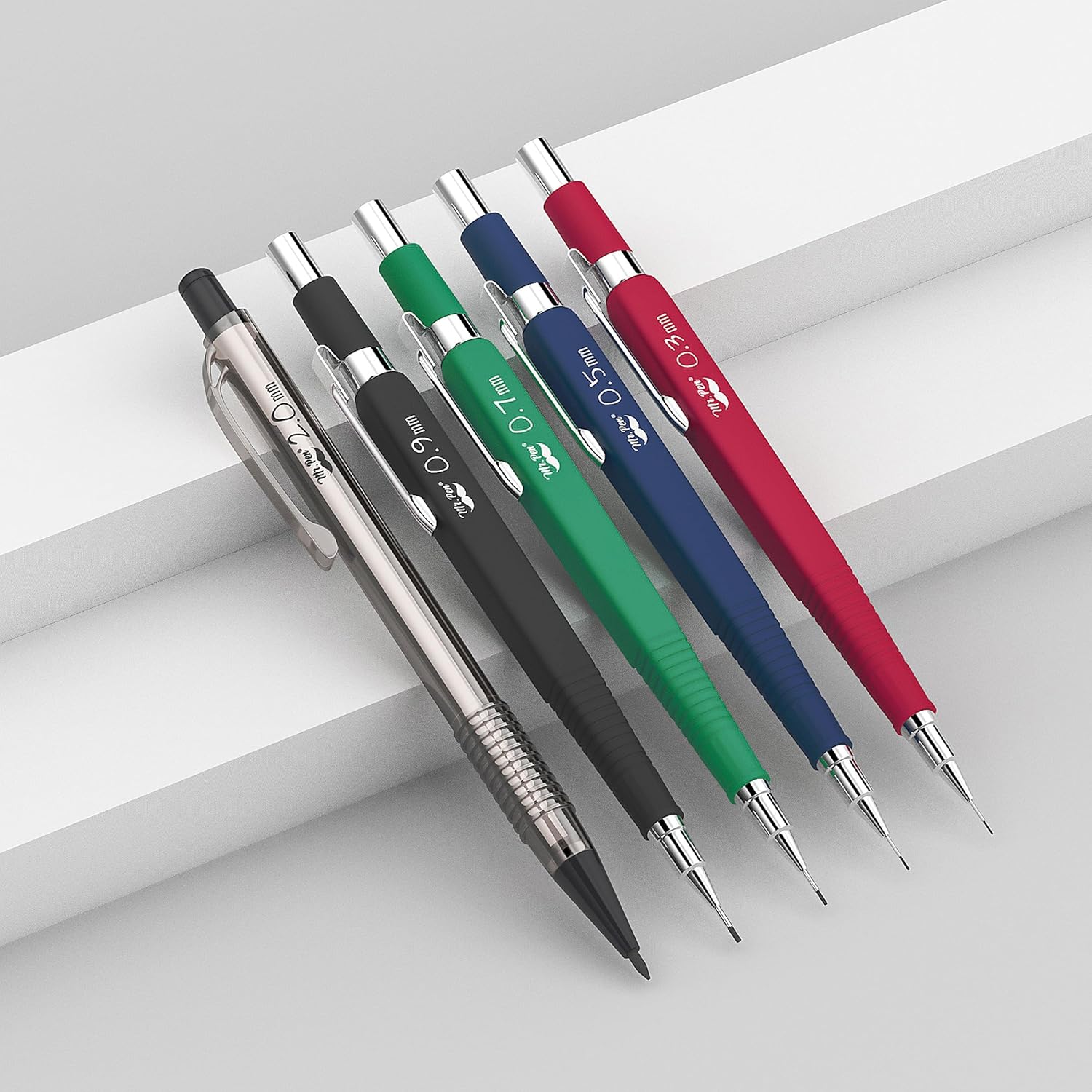 Mechanical Pencil Set with Lead and Eraser Refills, 5 Sizes - 0.3, 0.5, 0.7, 0.9 and 2 Millimeters, Drafting, Sketching, Illustrations, Architecture, Christmas Gift