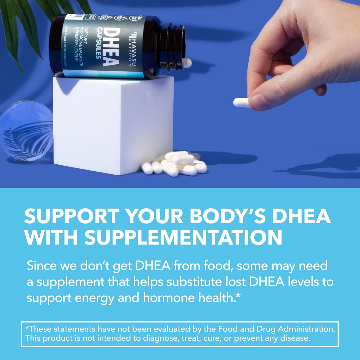DHEA 50mg Supplement for Hormone Balance - Supports Energy for Men and Women - Dehydroepiandrosterone Capsules for Mood, Aging Daily Vitality - Non-GMO, Vegan - 60 Capsules, 2-Month Supply