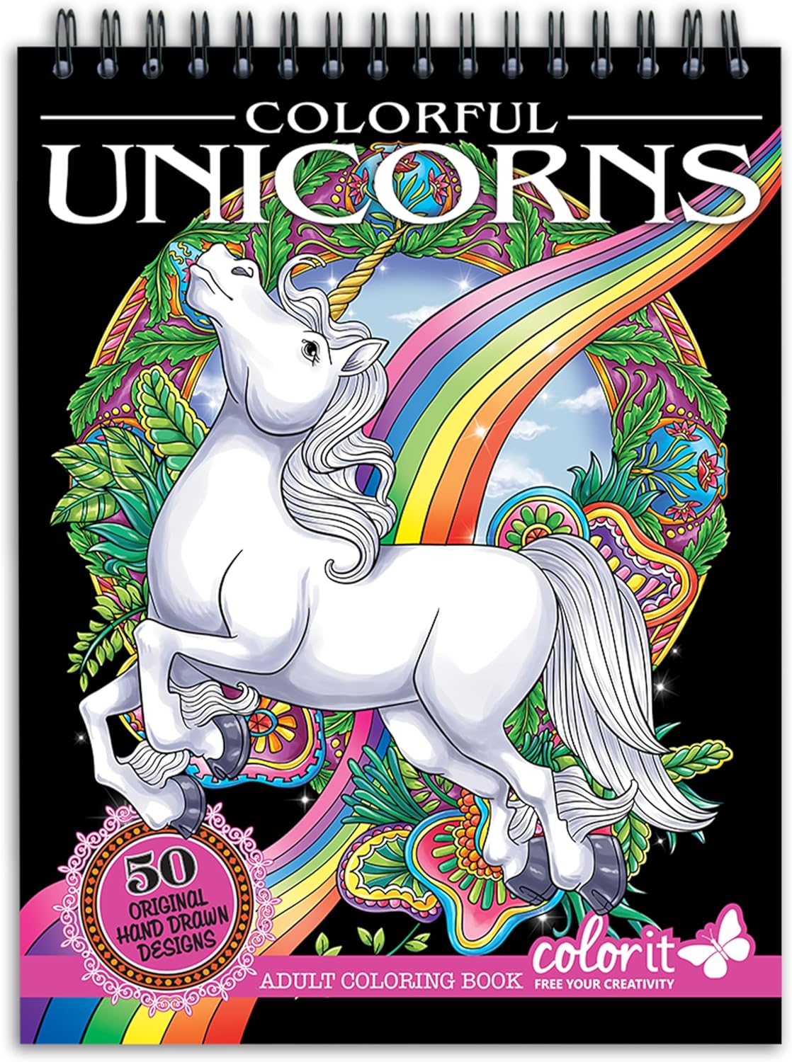 ColorI Colorfu Unicorn Adul Colorin Boo 5 Single-Side Pages Thic Smoot Paper La Fla Hardbac Covers Spira Bound US Printed Han Draw Unicor Colorin Pages