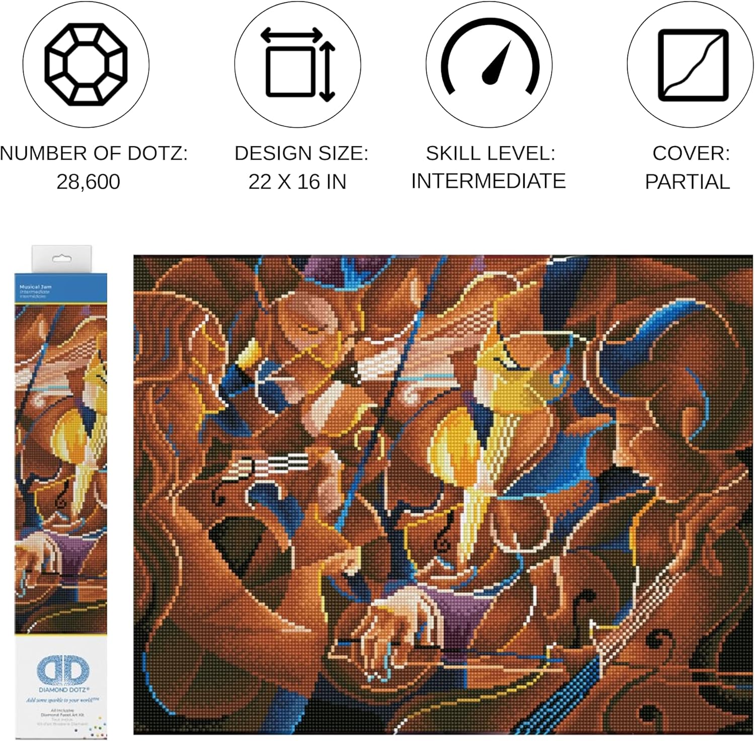 DIAMON DOT Musica Ja Symphon Diamon Paintin Kit fo Adult Diamon Ar Kit Relaxin Creativ Craf Ki wit Dot Gem 22inchx16inch