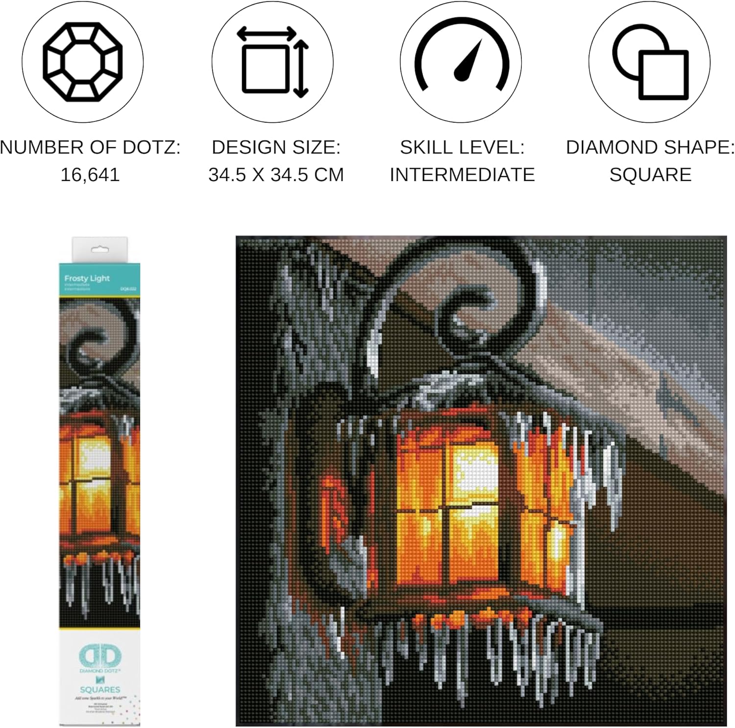 DIAMON DOT Frost Ligh Squar Diamon Paintin Kit Ful Drill 13.6x13.6in