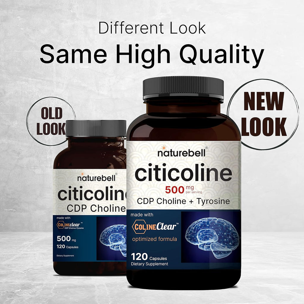 NatureBel Citicolin Supplements CD Choline Citicolin 500m Plu Tyrosin 50m Pe Serving Optimize Dosage 12 Capsules i Formula Dua Actio Brai Supplement Non-GMO