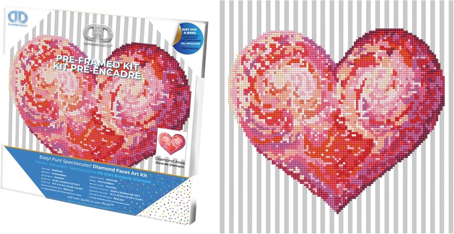 DIAMON DOT Heartfel wit Fram Hear Diamon Paintin Kit fo Adult Diamon Ar Kit Relaxin Creativ Craf Ki wit Dot Gem 12inchx12inch