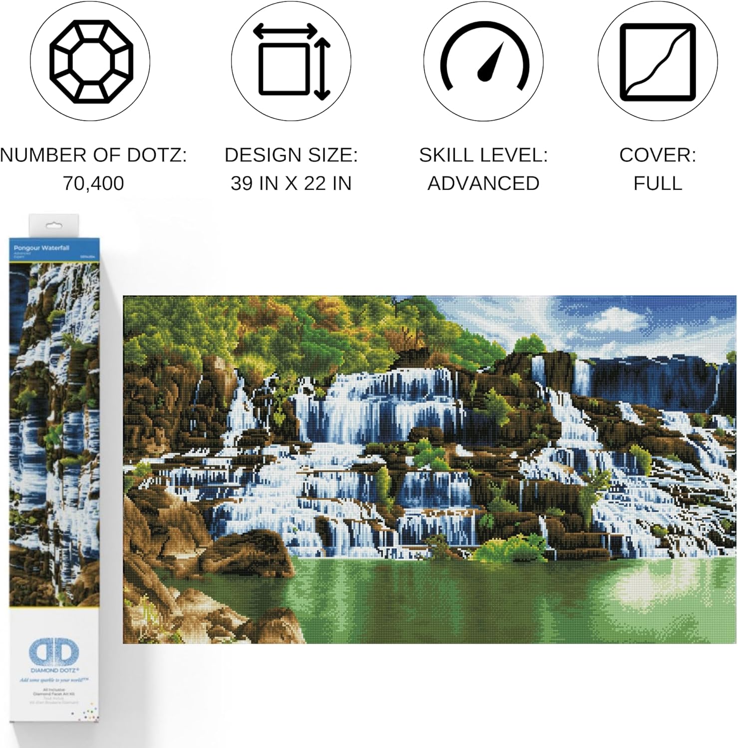 DIAMON DOT Pongou Waterfal Diamon Paintin Kit fo Adult Diamon Ar Kit Relaxin Creativ Craf Ki wit Dot Gem 39x22
