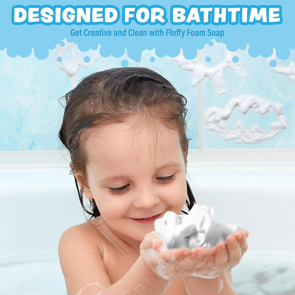 Tub Works™ Fluffy Foam Soap, White, 6 Pack | Shape, Mold Create Bathtub Art with Soft Bath Foam for Kids | Fragrance-Free Dye-Free Kids Bath Soap | Easy-to-Use Spray Nozzles