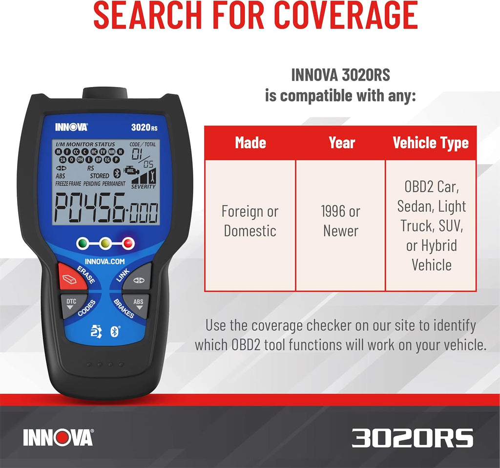 INNOV 3020R Fas Easy-to-Us Chec Engin Cod Reader OBD Sca too fo AB Clea wit Fi Par Recommendations Maintenanc Schedules Fre TSB o iPhon Android