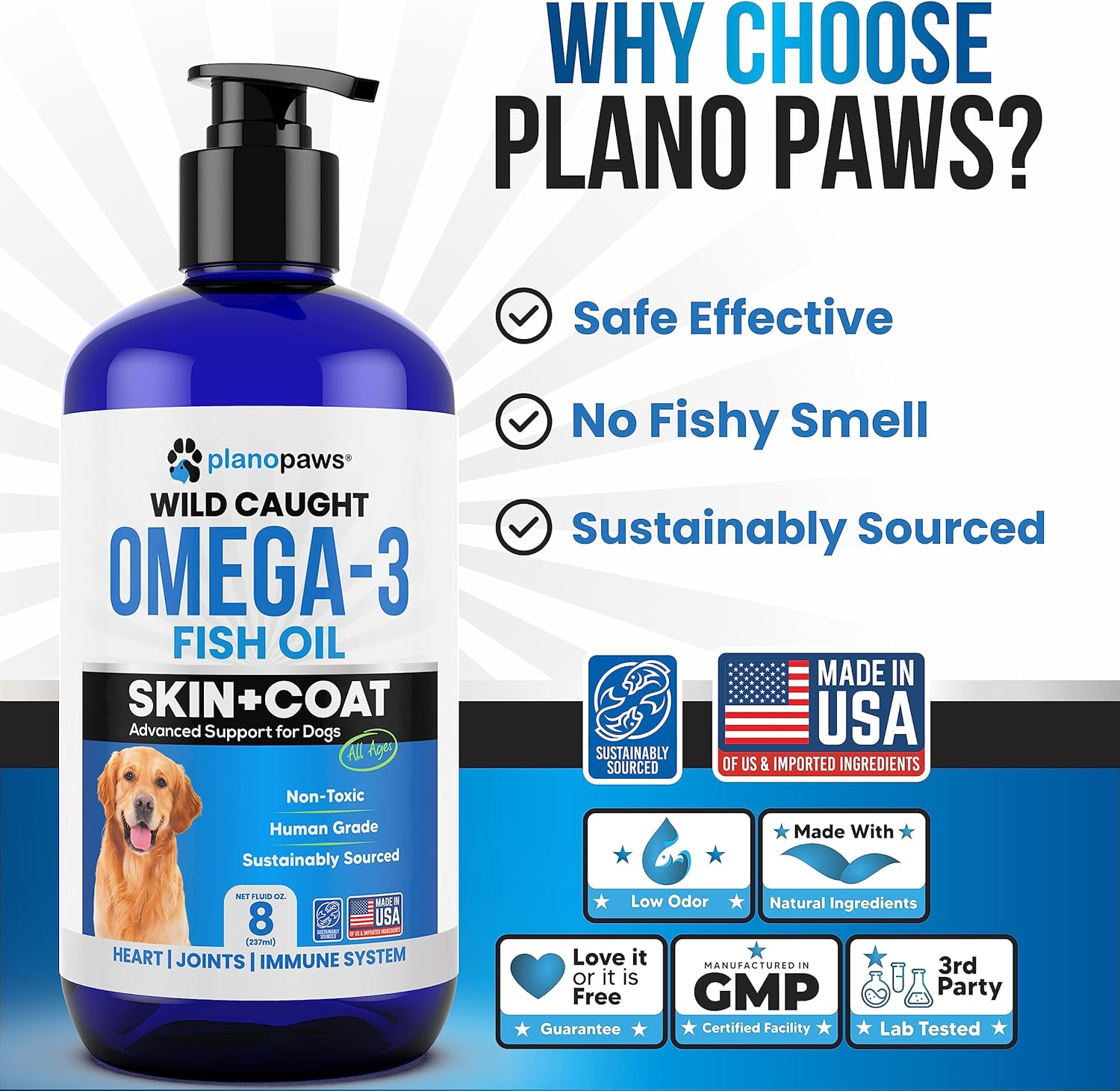 Omeg Fis Oi fo Dog Bette Tha Salmo Oi Do Fis Oi Supplemen t Reduc Sheddin Itchin Support Joints Brain an Hear Healt Ski an Coa Supplemen Liqui Fis Oil