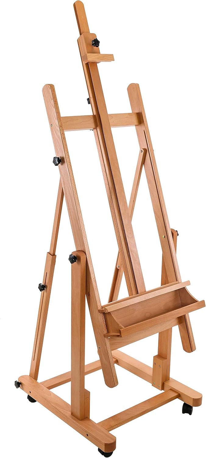 U.S Ar Suppl Heav Dut Extr Larg Adjustabl Woo H-Fram Ease Sturd Woode Stand Lockin Caste Wheel Studi Artis Ease fo Painting Canva Holde Display Sturd Beechwood