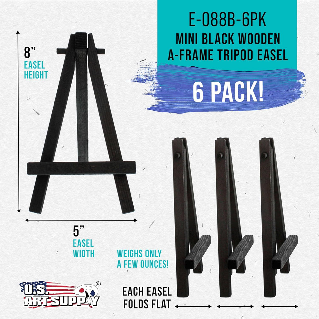 U.S Ar Suppl 8inc Hig Smal Blac Woode Ease ( Pack) A-Fram Canva Stan Tripod Smal Paintin Easel Tableto Ease fo Painting Canvases Studen Crafts Even Sign Photos