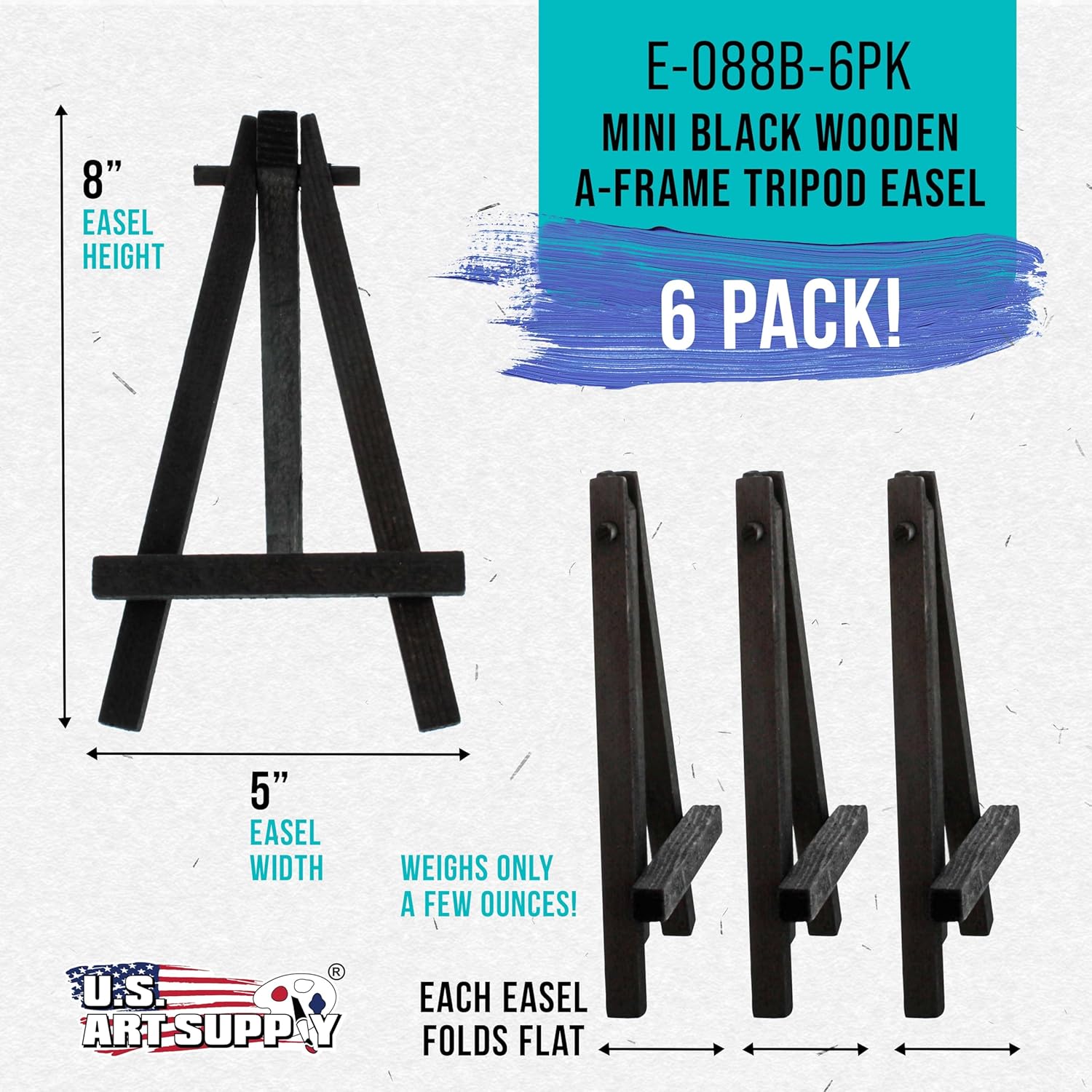 U.S Ar Suppl 8inc Hig Smal Blac Woode Ease ( Pack) A-Fram Canva Stan Tripod Smal Paintin Easel Tableto Ease fo Painting Canvases Studen Crafts Even Sign Photos