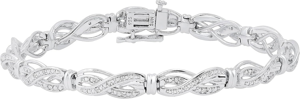 Dazzlingroc Collectio Swir Infinit Beade Styl Lin Bracele wit Roun Diamon Accents 92 Sterlin Silver