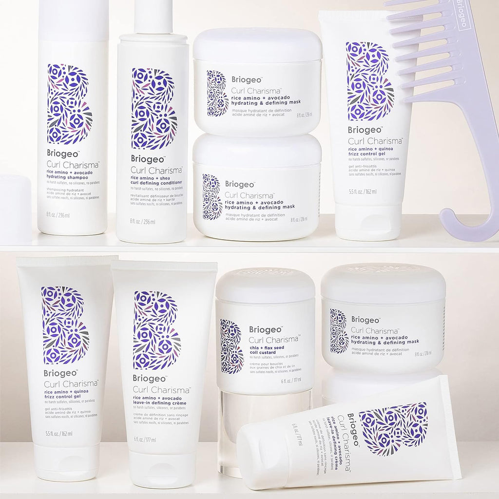 Briogeo Curl Charisma Rice Amino + Avocado Leave-In Defining Cr¨¨me, Anti Frizz Hair Styling Moisturizer, Leave In Cream for Wavy, Curly, Coily Hair, Boosts Hydration, Vegan, Cruelty-Free