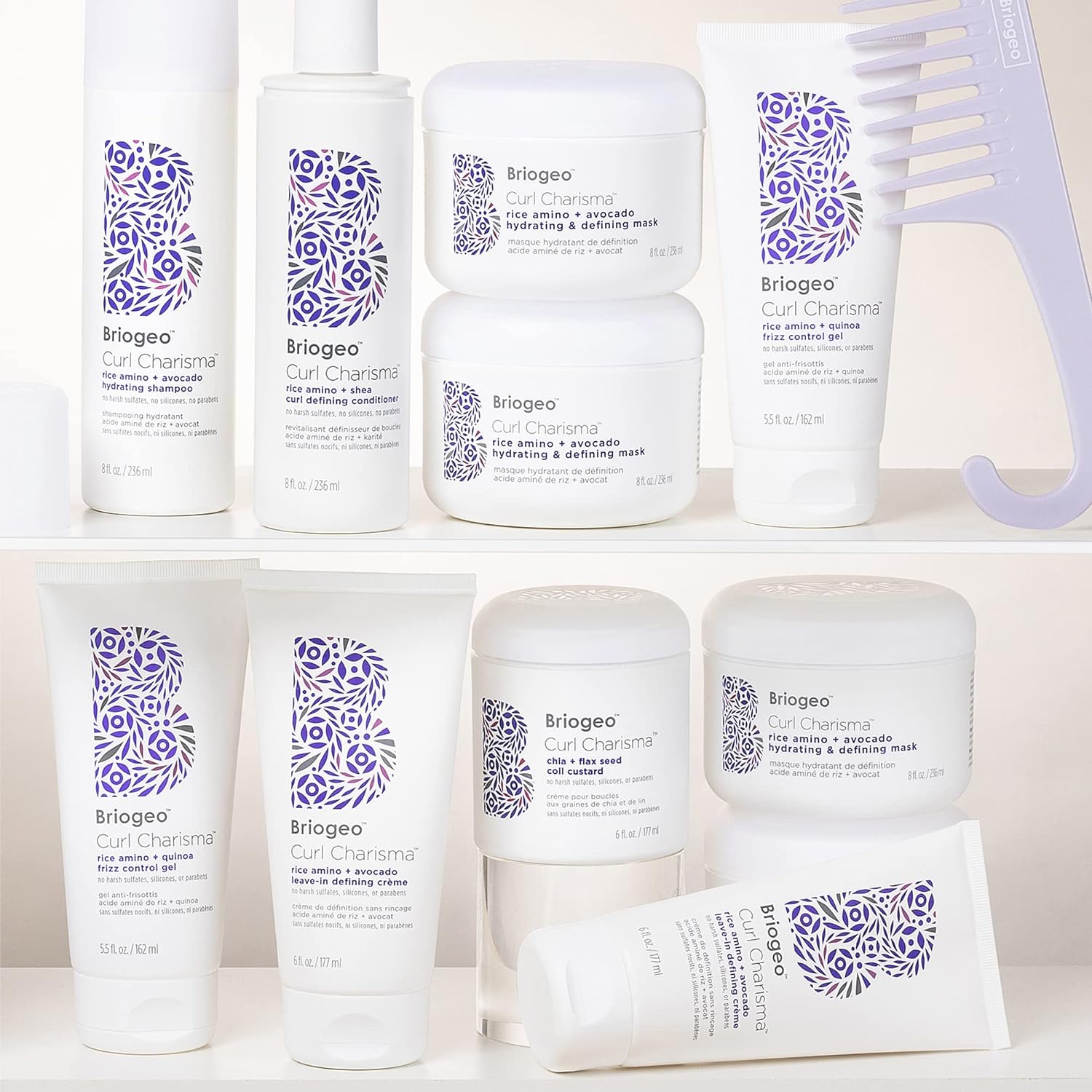 Briogeo Curl Charisma Rice Amino + Avocado Leave-In Defining Cr¨¨me, Anti Frizz Hair Styling Moisturizer, Leave In Cream for Wavy, Curly, Coily Hair, Boosts Hydration, Vegan, Cruelty-Free
