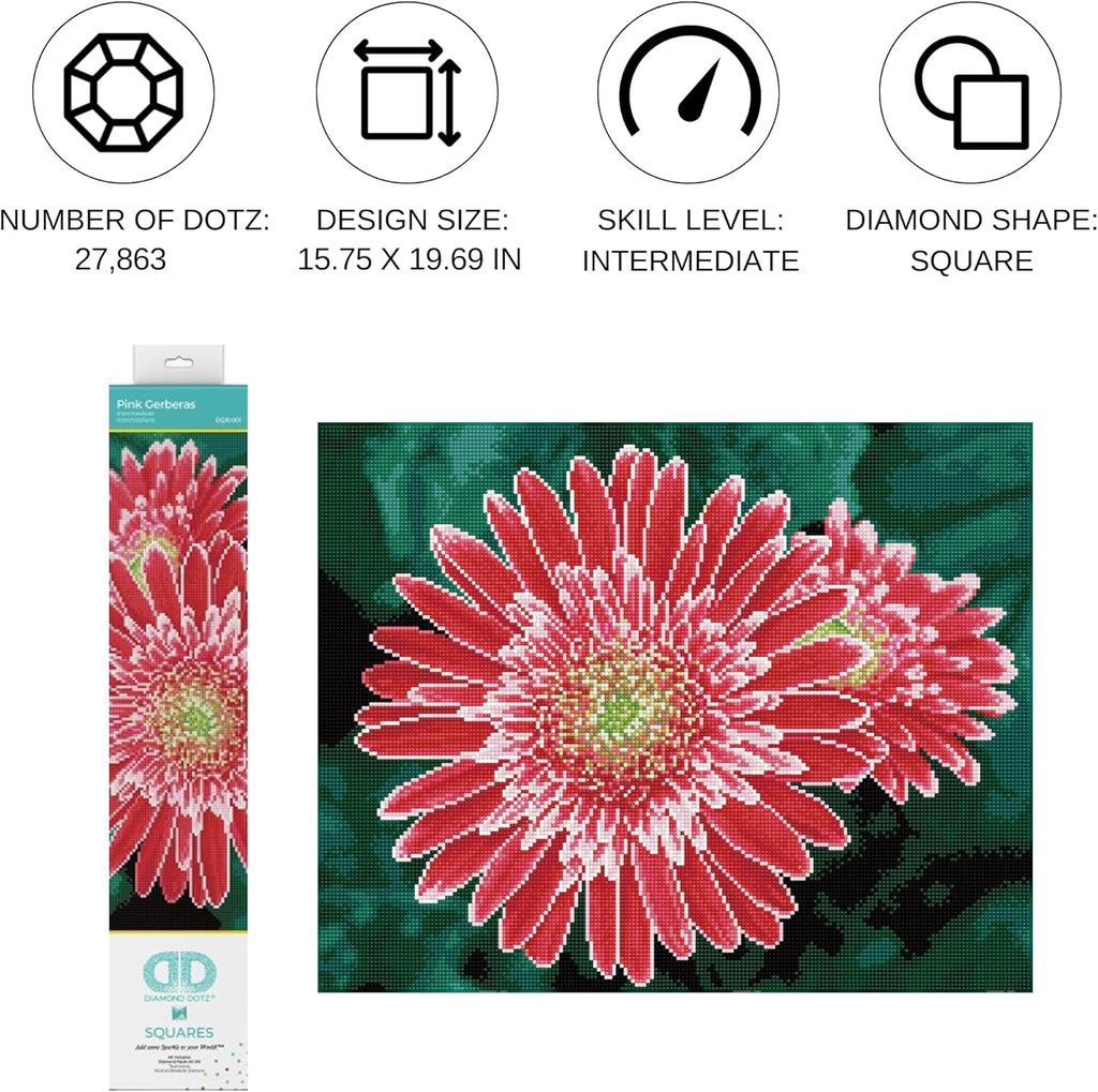 DIAMON DOT Pin Gerbera Flowe Diamon Paintin Kit fo Adult Diamon Ar Kit Relaxin Creativ Craf Ki wit Dot Gem 15.8inchx19.7inch