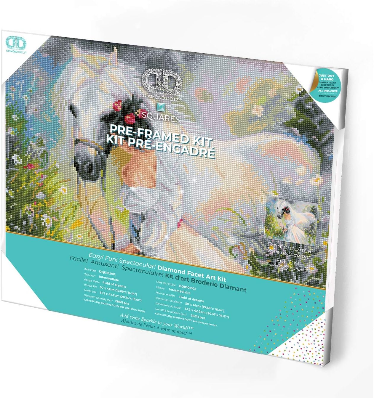 DIAMON DOT Fiel o Dream Pre-Frame Ki Hors Diamon Paintin Kit fo Adult Diamon Ar Kit Relaxin Creativ Craf Ki wit Dot Gem 19.7inchx16.1inch