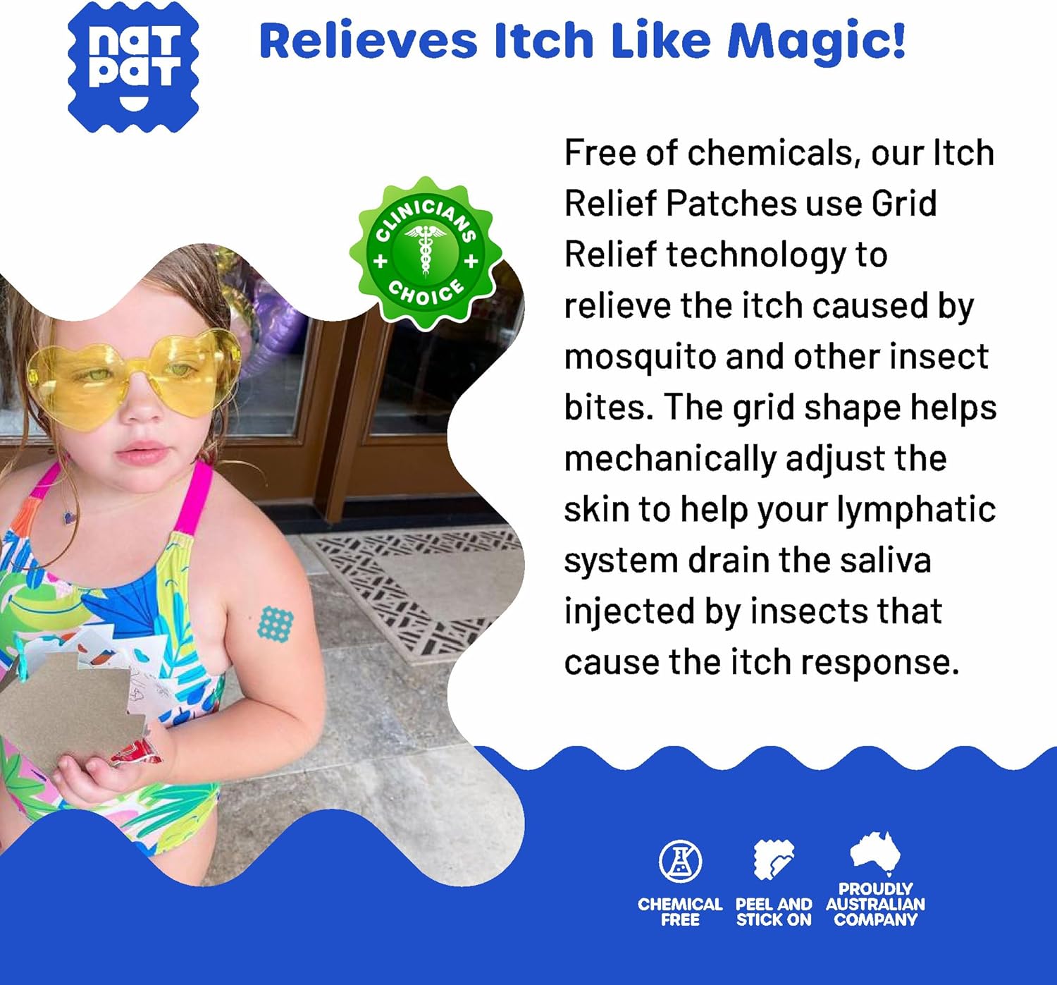 NATPA Magi Patc Itc Relie Sticker Insec Bit Patc fo Mosquitos Ticks Midges Sandflies an Be Bu Bite Buzzpatc 3 Count