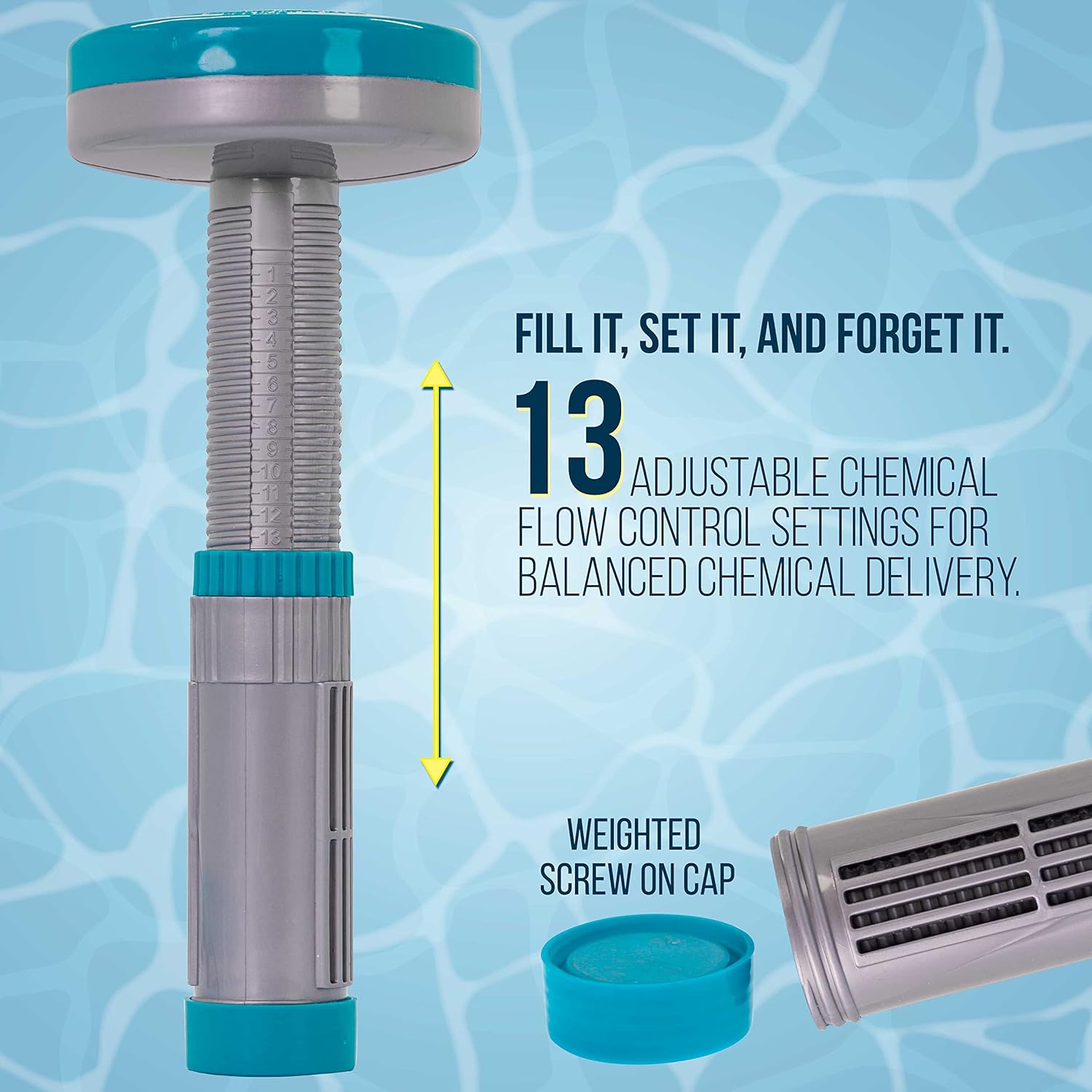 U.S. Pool Supply Floating Spa, Hot Tub Small Pool Chlorine and Bromine Chemical Dispenser - Holds 1inch Tablets, 13 Flow Level Control Setting