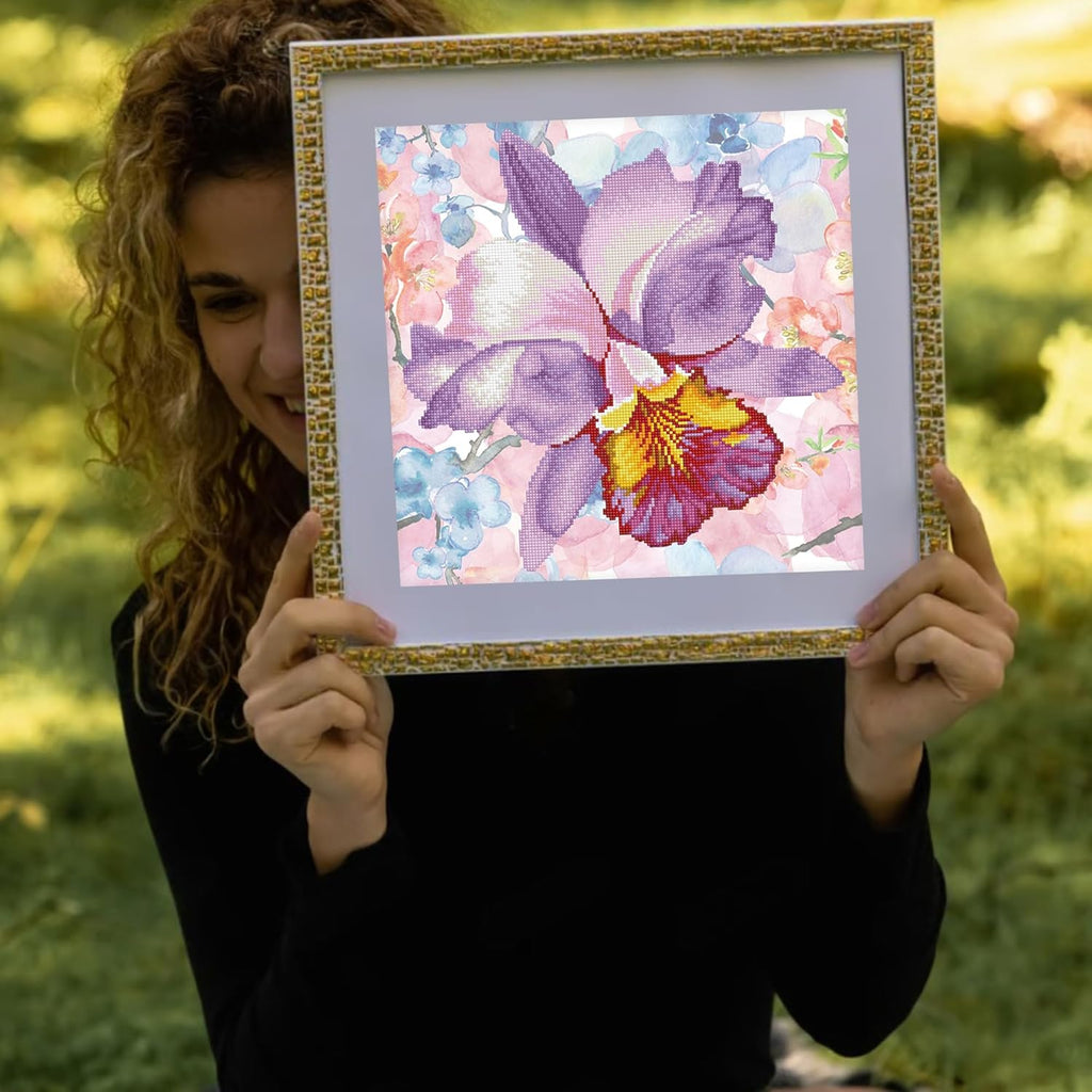DIAMON DOT Sparkl Garde Mauv Flora Diamon Paintin Kit fo Adult Diamon Ar Kit Relaxin Creativ Craf Ki wit Dot Gem 12inchx12inch