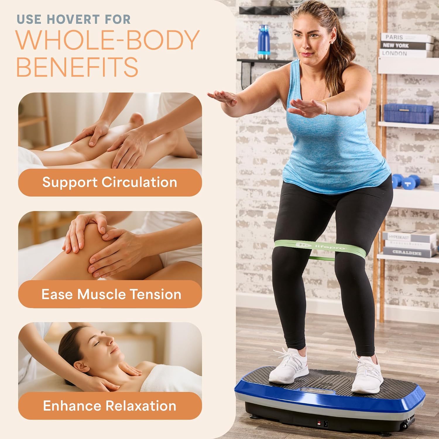 Lifepro Hovert 3D Heavy Duty Vibration Plate Machine ¨C Sturdy Dual Motor Platform with Lateral & 3D Motion ¨C Full Body Workout for Strength, Balance, Recovery & Circulation