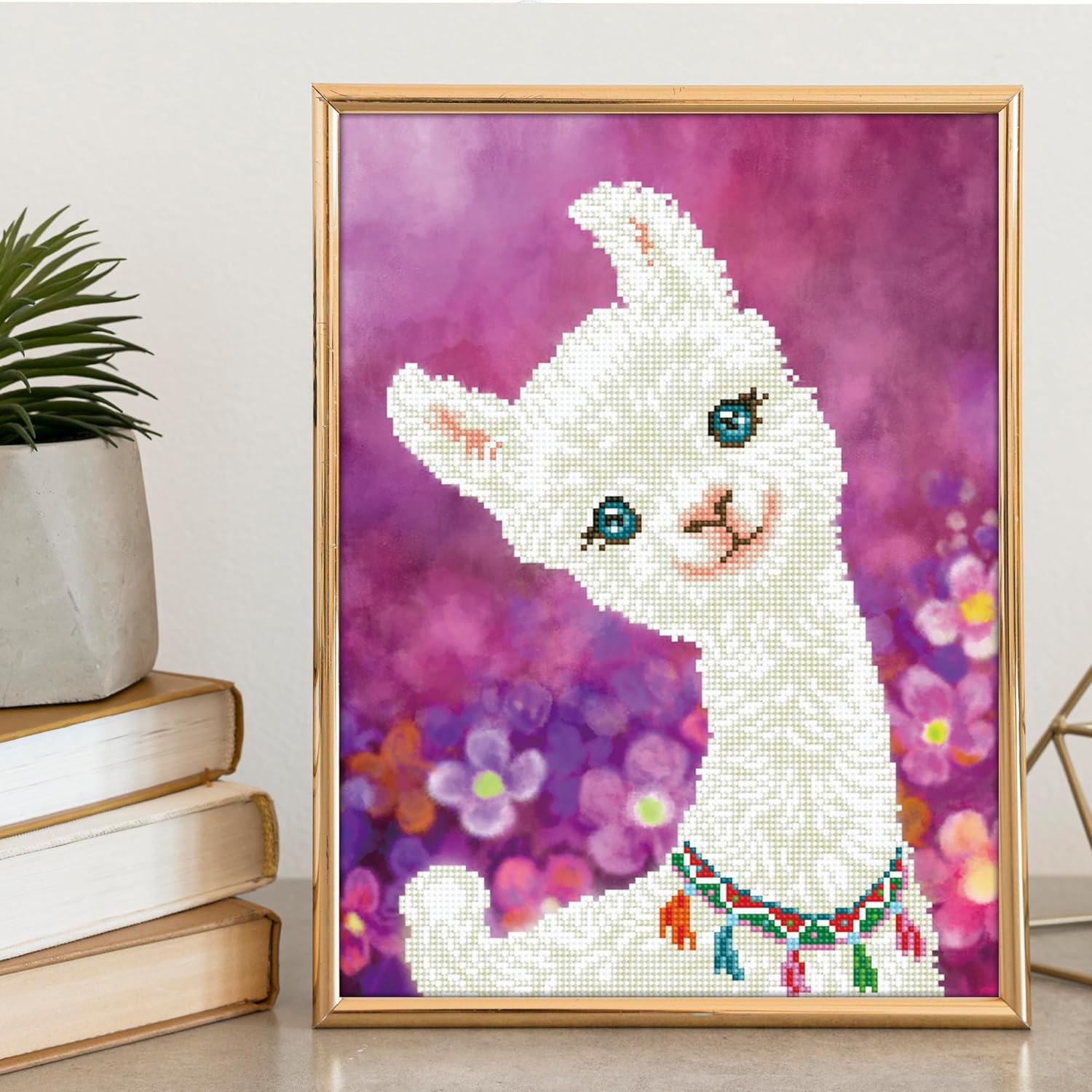 DIAMON DOT Lul Llam wit Fram Anima Diamon Paintin Kit fo Adult Diamon Ar Kit Relaxin Creativ Craf Ki wit Dot Gem 12.6inchx16.5inch