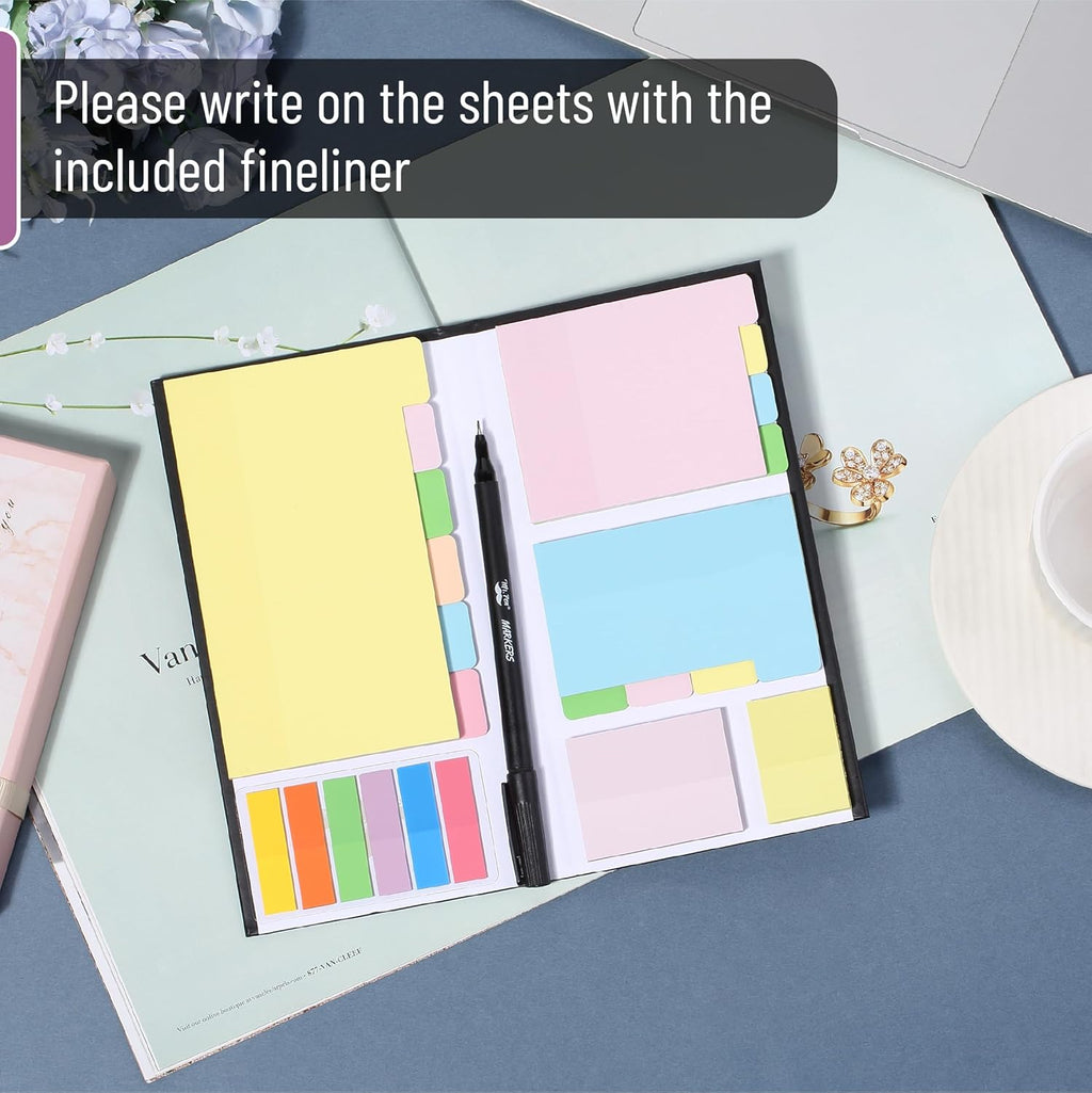 Sticky Note Set, 380 Pack, Pastel Colors, Transparent Sticky Notes Tabs, Divider, Christmas Gift