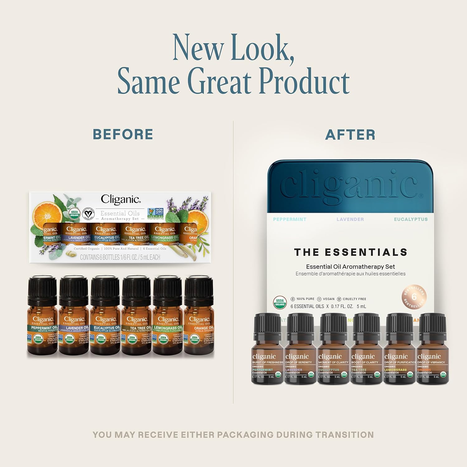 Cligani Organi Aromatherap Essentia Oil Se (To  Th Essentials) 100 Pur Natura Peppermint Lavender Eucalyptus Te Tree Lemongras Orang (Packagin Ma Vary)