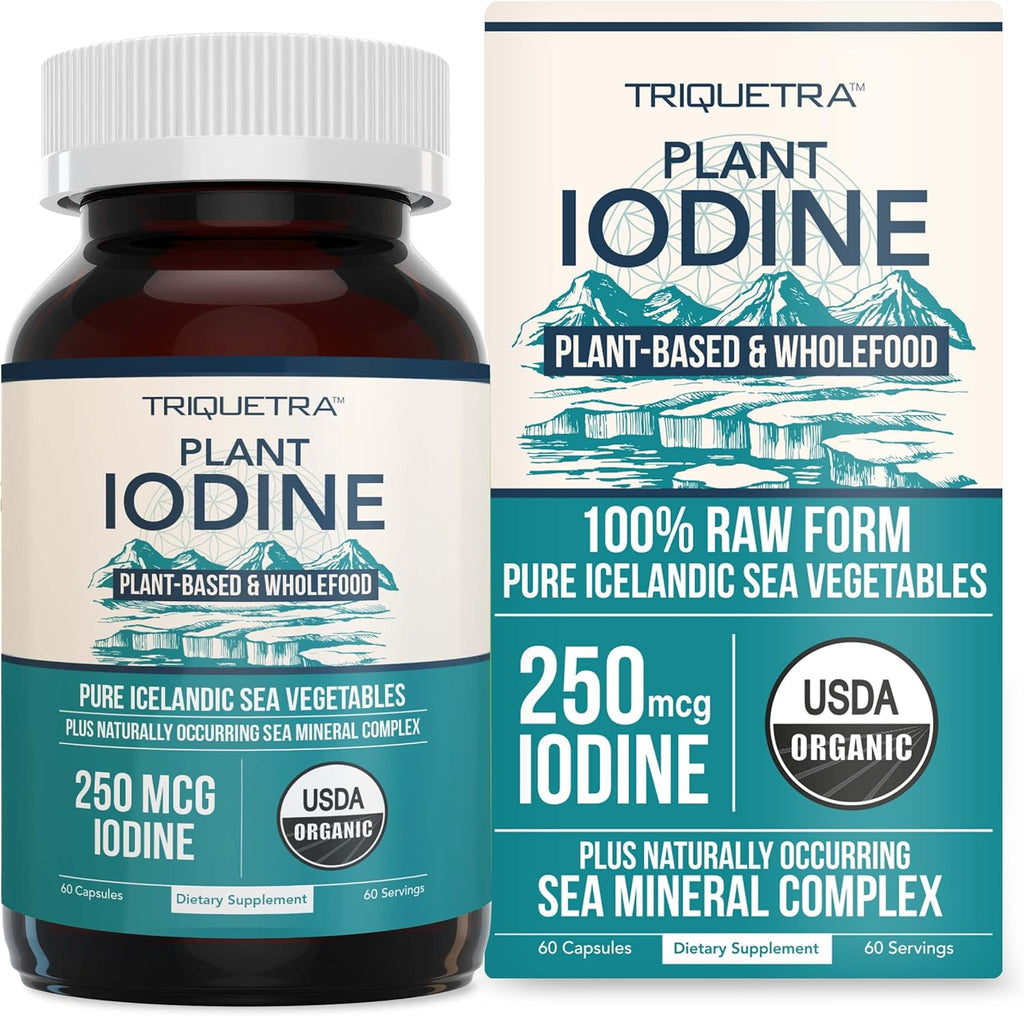 Organic Iodine Supplement from Sea Vegetable Complex, Whole Food & Raw Form - Iodine Plus Trace Mineral Complex ¨C Contains Purest Icelandic Sea Kelp, Irish Moss & Bladderwrack (250 mcg)