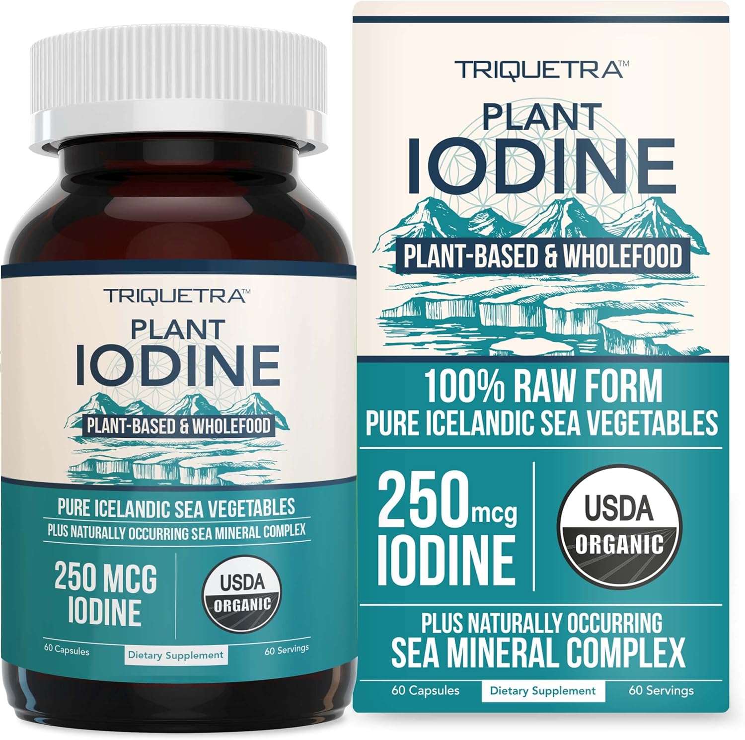 Organic Iodine Supplement from Sea Vegetable Complex, Whole Food & Raw Form - Iodine Plus Trace Mineral Complex ¨C Contains Purest Icelandic Sea Kelp, Irish Moss & Bladderwrack (250 mcg)
