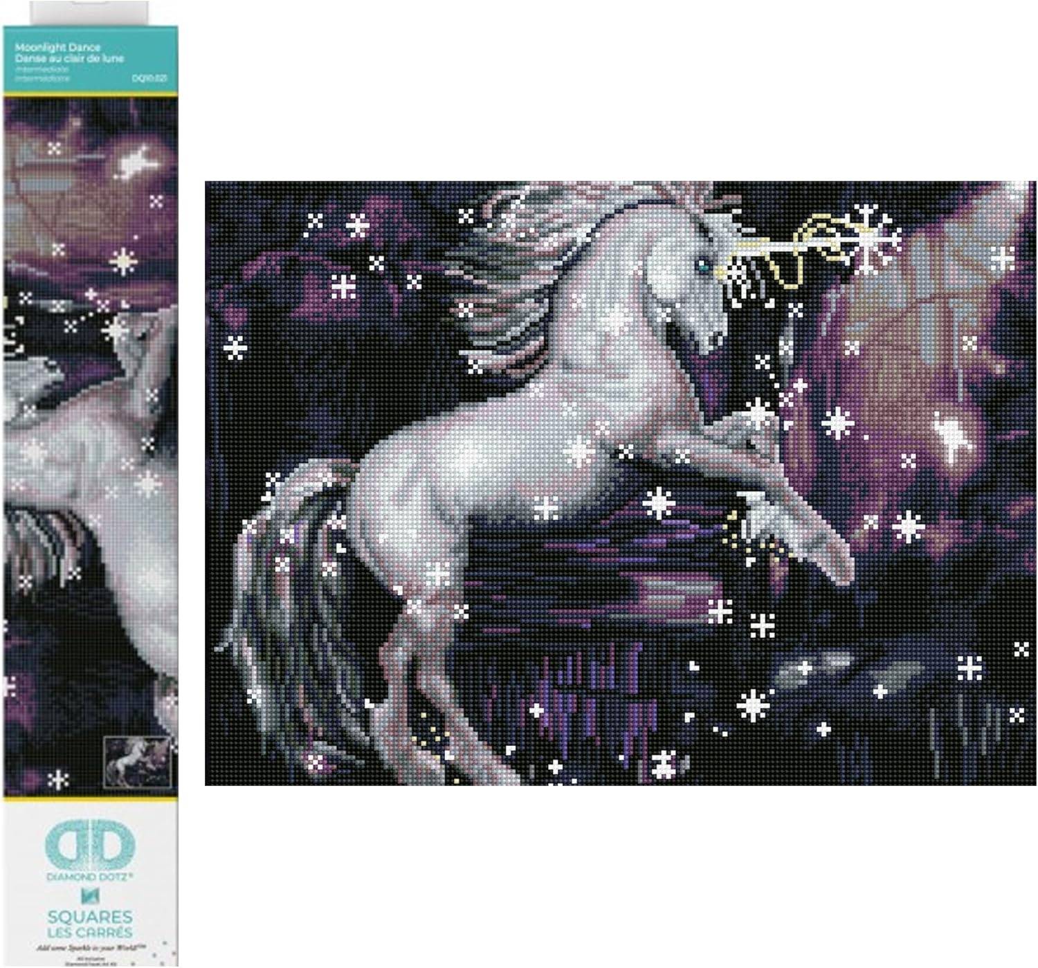 DIAMON DOT Moonligh Danc Unicor Diamon Paintin Kit fo Adult Diamon Ar Kit Relaxin Creativ Craf Ki wit Dot Gem 18.5inchx14.6inch