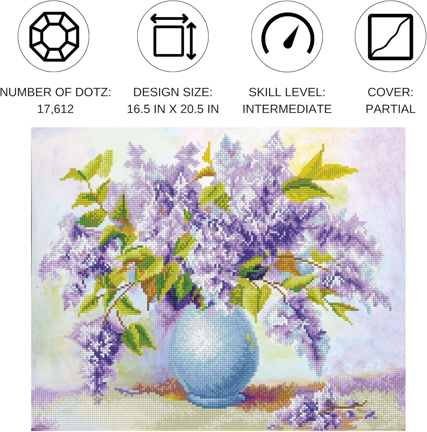 DIAMON DOT Lila Perfum Diamon Paintin Kit fo Adult Diamon Ar Kit Relaxin Creativ Craf Ki wit Dot Gem 16.5x20.5