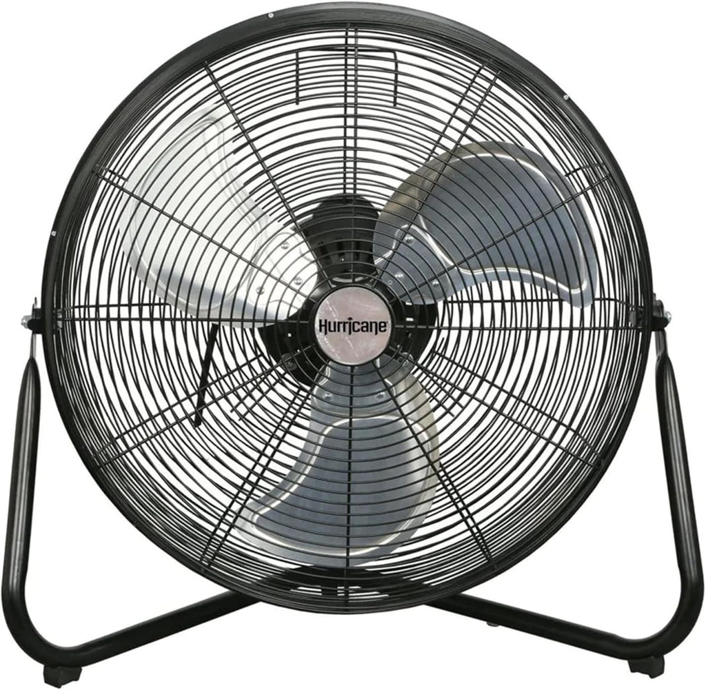 Hurricane Pro Series, 20 Inch High Velocity Heavy Duty Metal Orbital Floor Fan with 3 Adjustable Speed Settings and 360 Degree Oscillation, Black