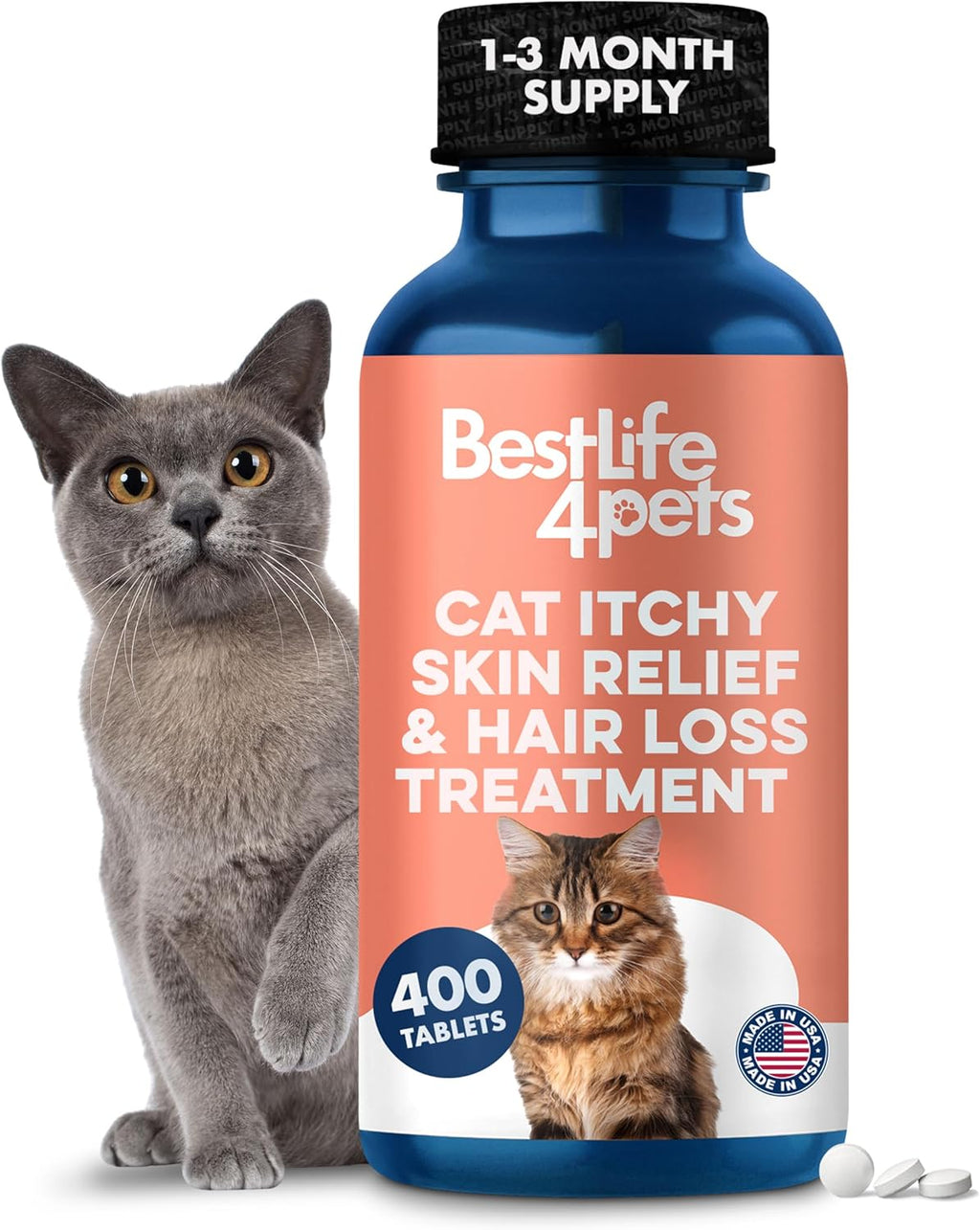 Ca Itch Ski Relie Hai Los Treatment Holisti Allerg Relie fo Cat Calm Dr Skin Dandruf Reduce Licking Scratching Patchy Matte an Sheddin Fur 40 Eas t Us Pills