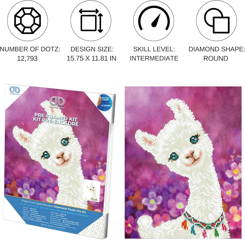 DIAMON DOT Lul Llam wit Fram Anima Diamon Paintin Kit fo Adult Diamon Ar Kit Relaxin Creativ Craf Ki wit Dot Gem 12.6inchx16.5inch