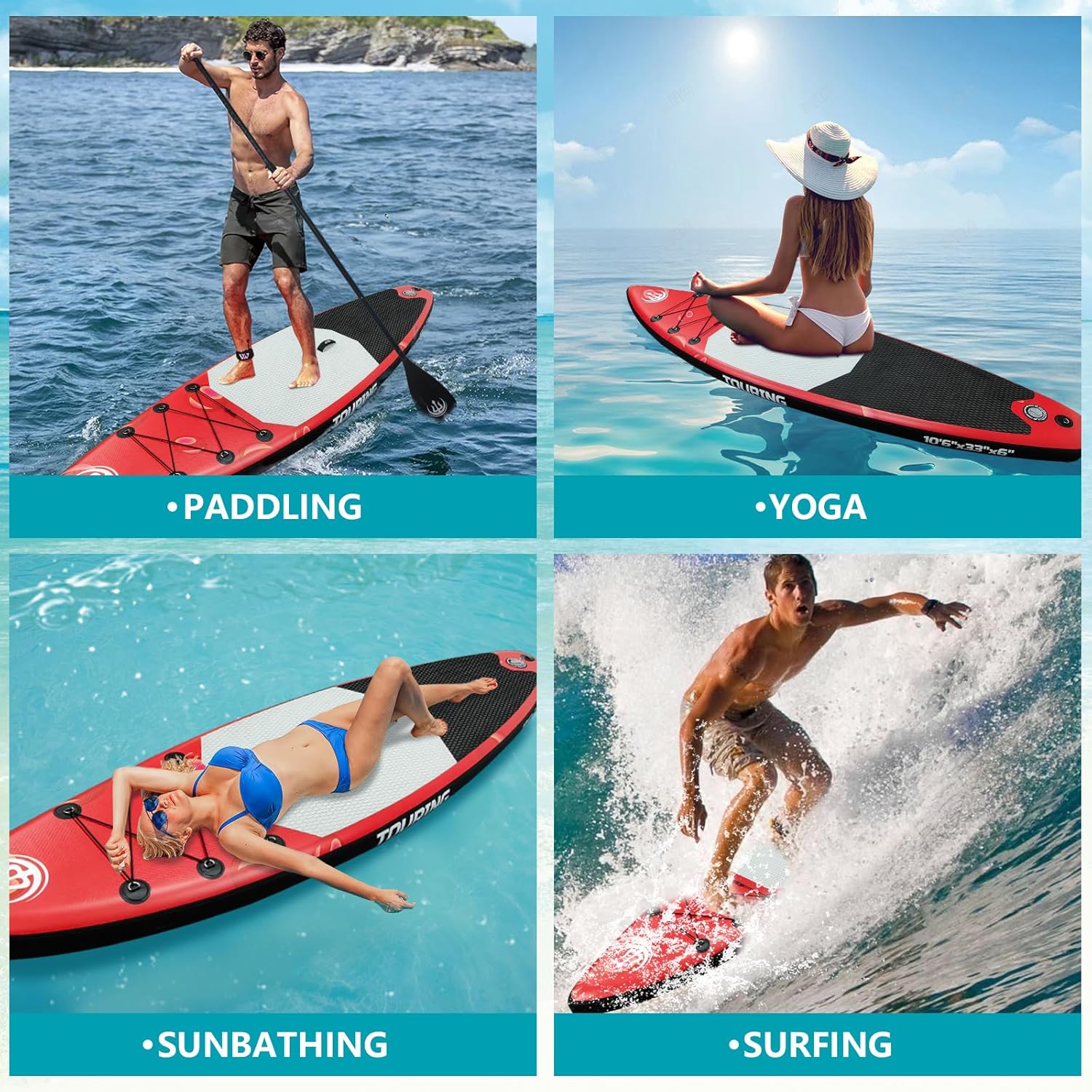 GarveeLif Inflatabl Paddl Boar fo Adults 11'¡Á33inc Stan u Paddl Boar Inflatabl wit SU Accessories Ultr Stabl Su Board Fishin Blo u Paddl Board wit Paddle Pump Backpack Fin