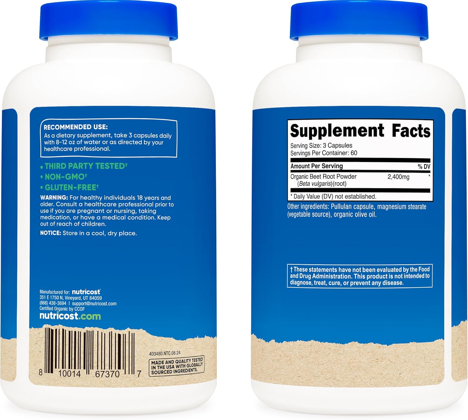Nutricos Bee Roo 2400mg 18 Capsule CCO Certifie Mad wit Organi Bee Root Superfood 6 Servings