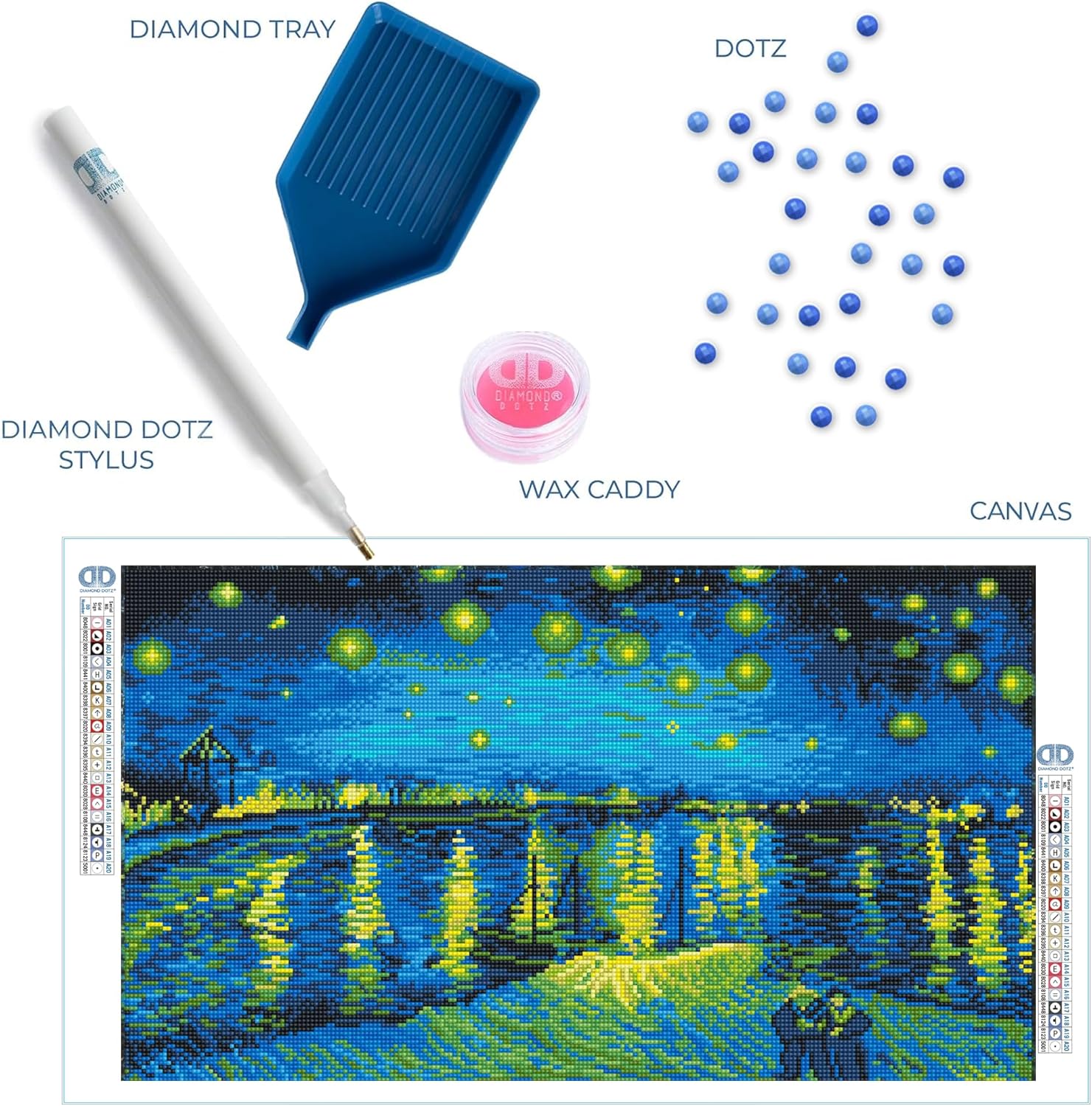 DIAMON DOT Starr Nigh Ove Th Rh?n (apr? Va Gogh Diamon Paintin Kit fo Adult Diamon Ar Kit Relaxin Creativ Craf Ki wit Dot Gems