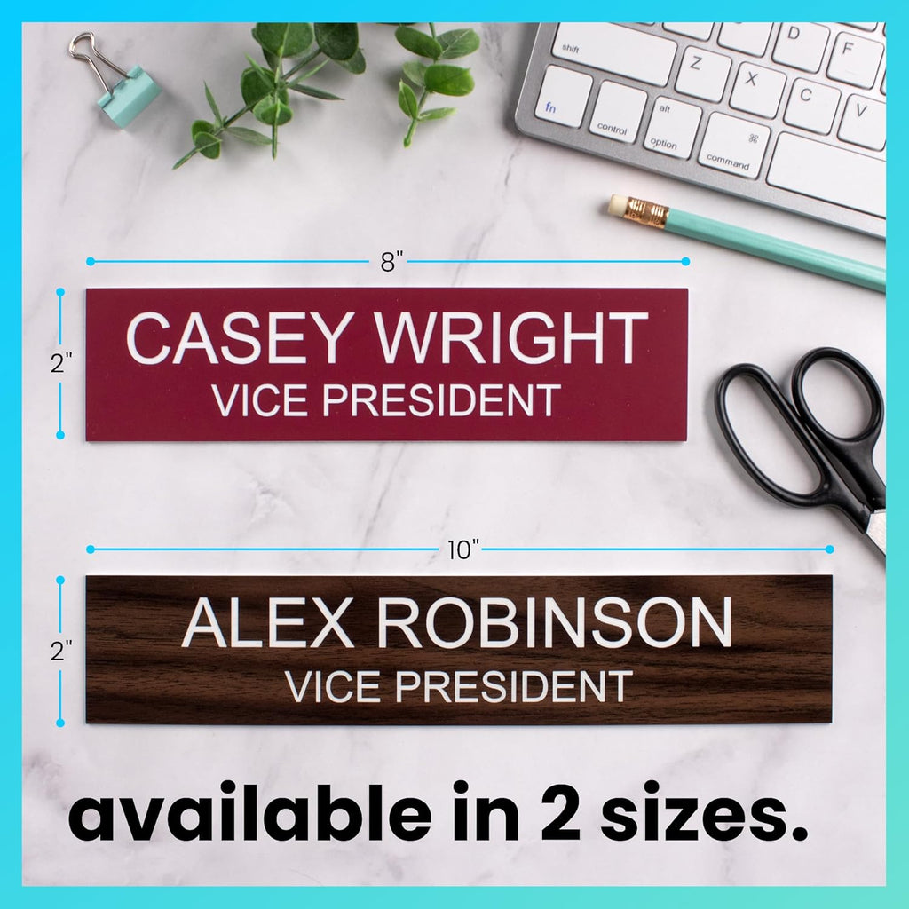 ExcelMark 2inch x 10inch Custom Engraved Name Plate with Square Corners