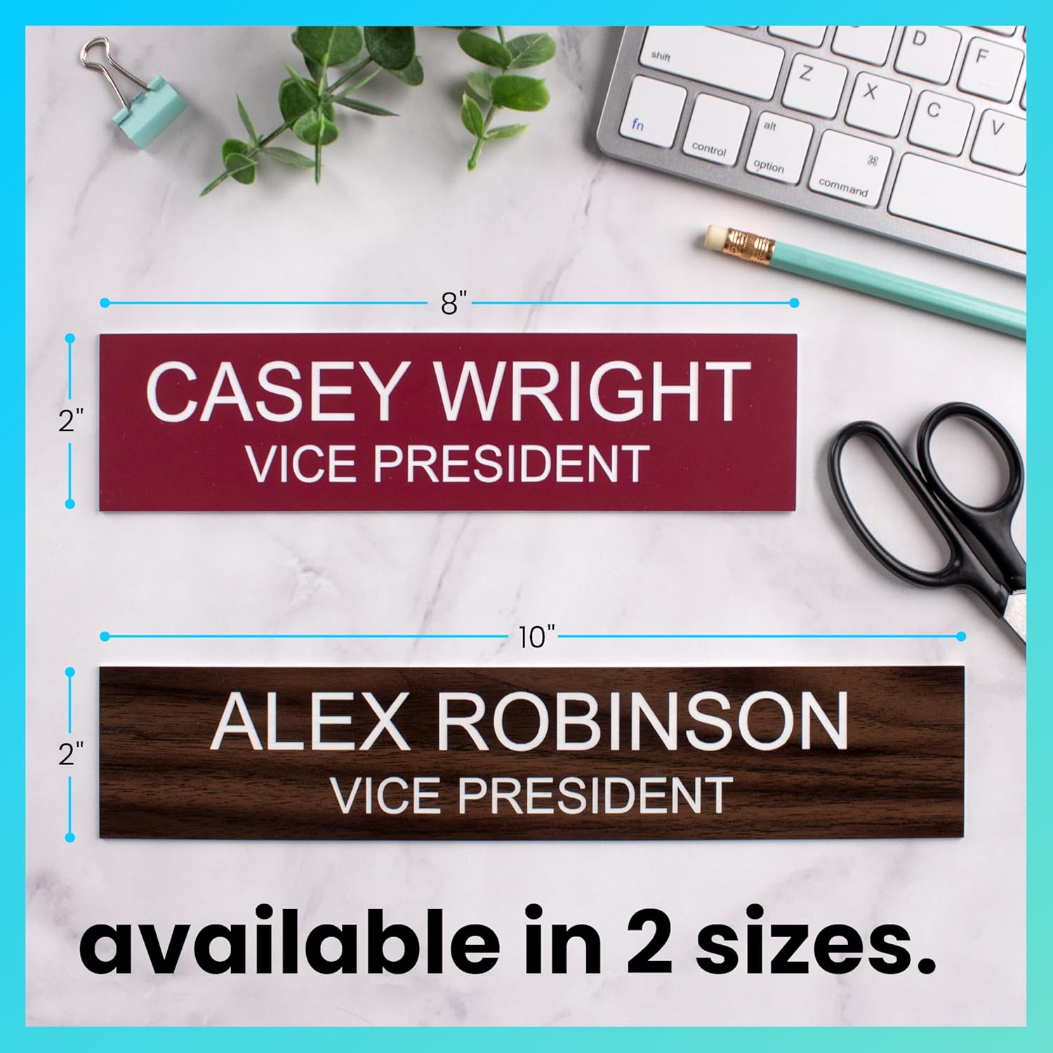 ExcelMark 2inch x 10inch Custom Engraved Name Plate with Square Corners