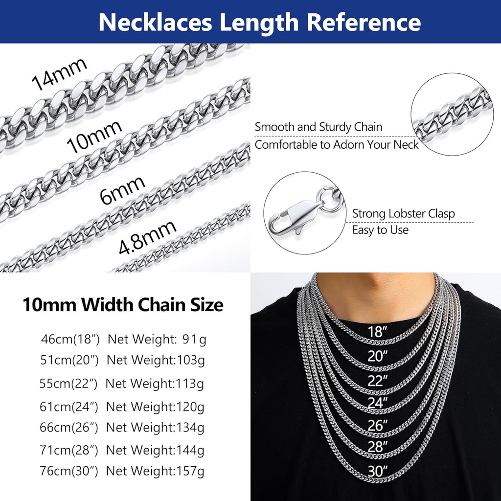 PROSTEE Engrav Nam Stainles Stee Men Chai Necklac Custo Miam Cuba Lin Chai Men