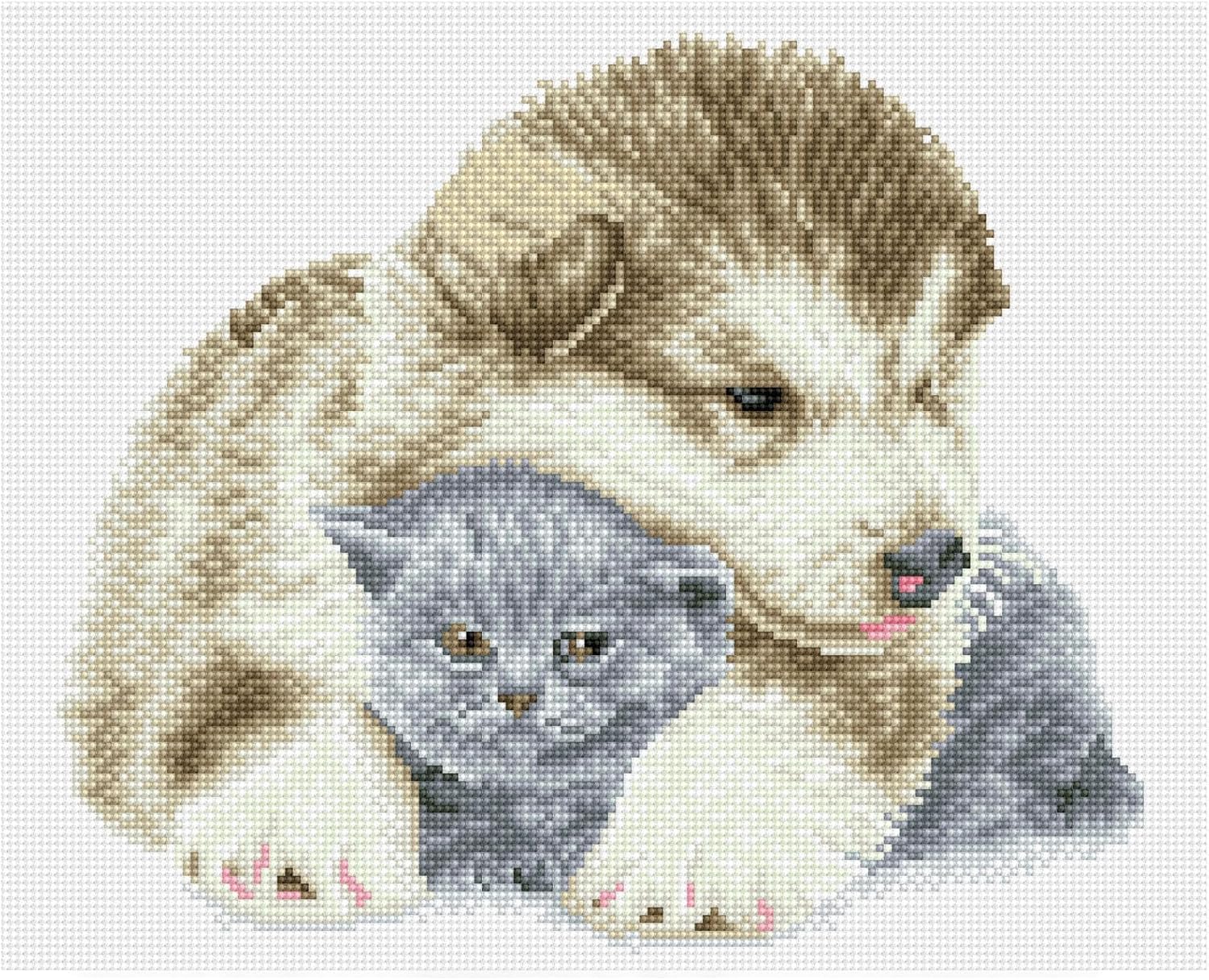 DIAMON DOT Bestie Pupp Diamon Paintin Kit fo Adult Diamon Ar Kit Relaxin Creativ Craf Ki wit Dot Gem 13inchx16.1inch