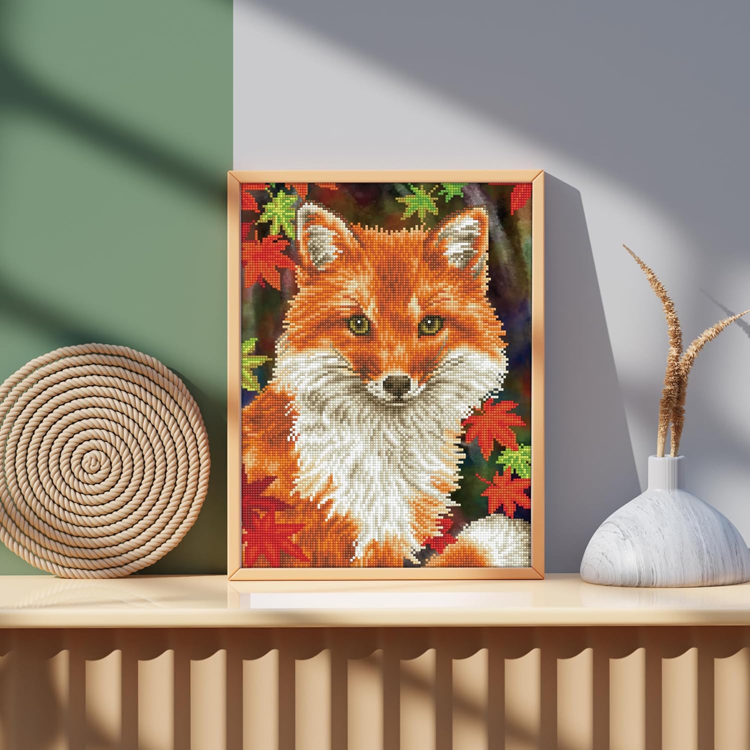 DIAMON DOT Fox Anima Diamon Paintin Kit fo Adult Diamon Ar Kit Relaxin Creativ Craf Ki wit Dot Gem 13inchx17inch