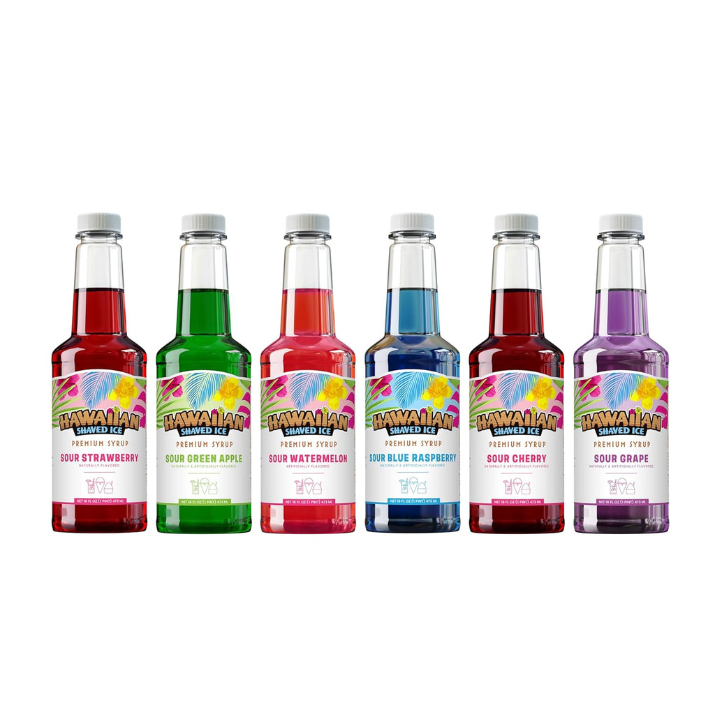 Hawaiia Shave Ic Syru Pin 6-pack Sou Cherry Sou Grape Sou Blu Raspberry Sou Gree Apple Sou Watermelon Sou Strawberr fo Slushies Italia Soda Seltzers Popsicles an More