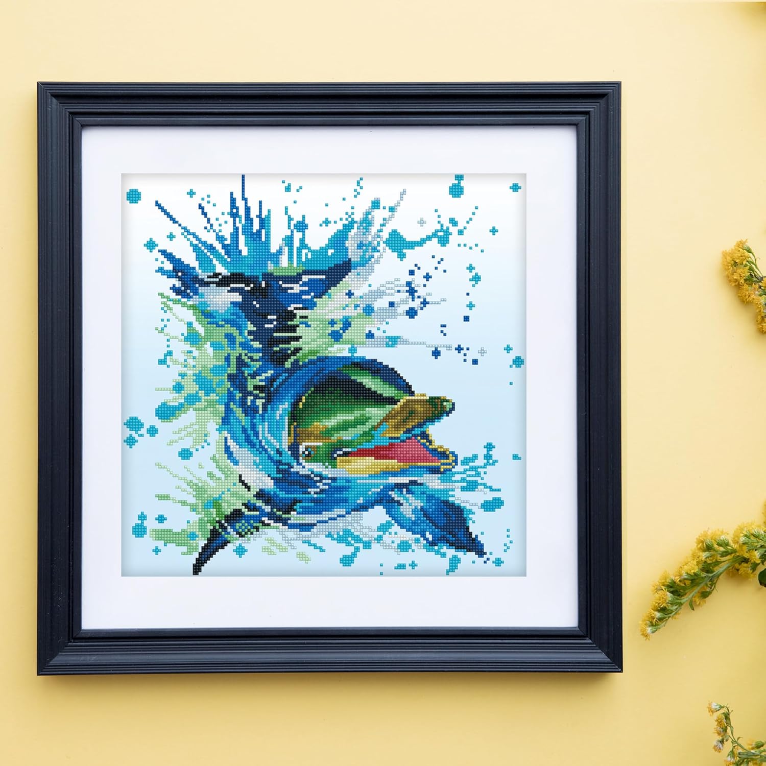 DIAMON DOT Flippe Dolphi Diamon Paintin Kit fo Adult Diamon Ar Kit Relaxin Creativ Craf Ki wit Dot Gem 15.7inc x15.7