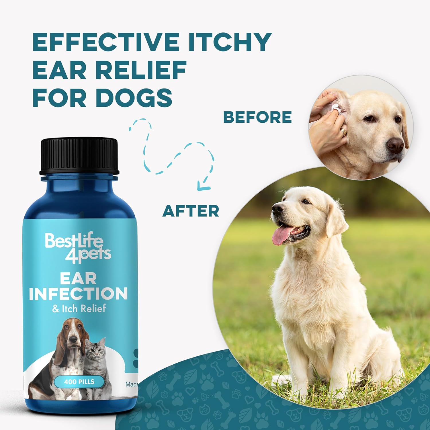 Itc Relie an Ea Infectio Treatmen fo Dog Cats Natura Ea Mite Treatmen fo Cat an Dog Soothe Itch Ears Reduce Swelling Otitis Pai Inflammation 40 Eas t Giv Tin Pills