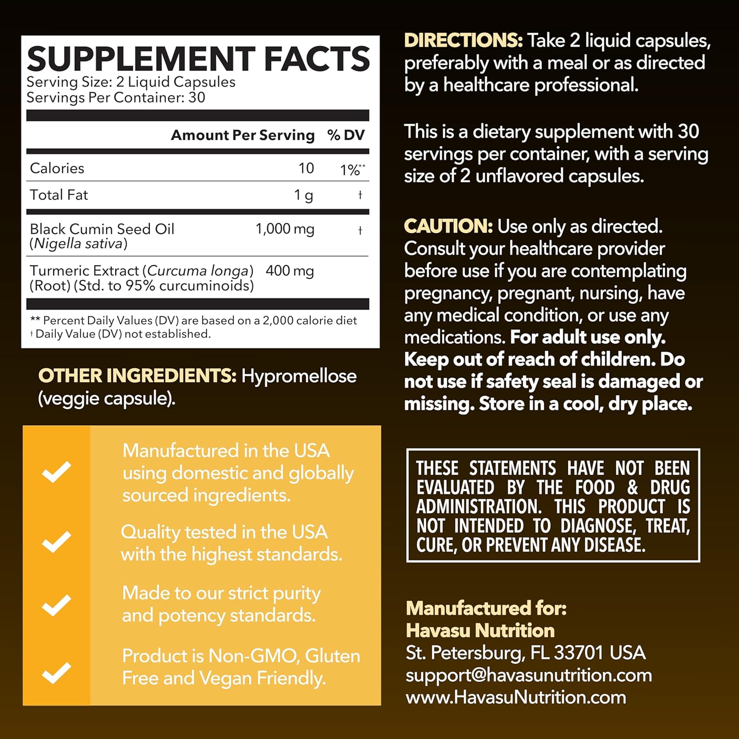 Black Seed Oil Capsules with Turmeric Curcumin Supplement - Immune & Digestive Health Support - 60 Count - Vegan, Non-GMO, Cold Pressed Black Seed Oil with Curcumin (95% Curcuminoids) - 1 Month Supply